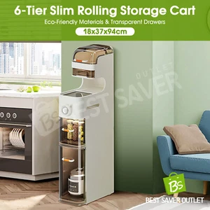 Corner Narrow Cabinet Bathroom Toilet Storage Drawer Shelving Unit 6 Tiers Saver - Picture 1 of 12