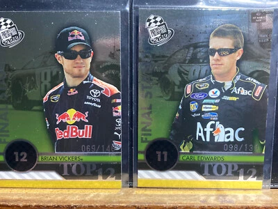 2010 Press Pass NASCAR lot of 2 TOP 12 Gold Parallel #'d Carl Edwards Vickers - Image 1 of 4