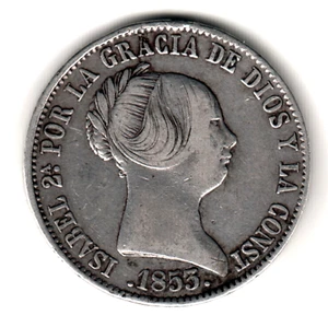 ESPAÑA 10 reales plata 1853 Madrid - Reina Isabel II - Picture 1 of 2