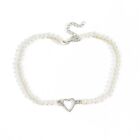 INS Style Love Heart Necklace Hollow Imitation Beads Chain Female