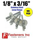 (Qty 100)  1/8" x 3/16" Grip ALL Stainless Steel Large Flange POP Rivet 43LF