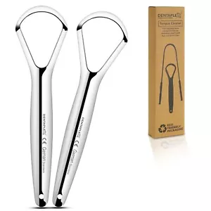 Stainless Steel Tongue Scraper for Fresh Breath & Oral Health | 2 Pack - Picture 1 of 8