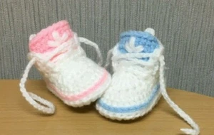 Crochet baby shoes Handmade crochet wool baby booties sneakers slippers - Picture 1 of 3