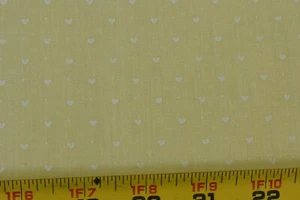 31" Long, Vintage, Tiny White Hearts on Yellow Light-Weight Cotton, P5704 - Picture 1 of 5