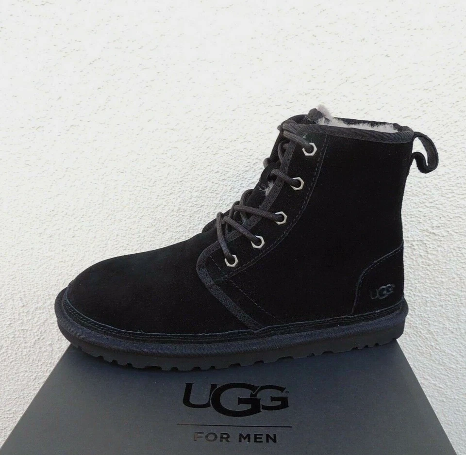 UGG Men's Harkley US 14 M Black Suede Wool Lined BOOTS Shoes