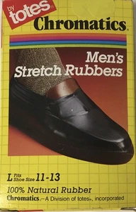 Totes Black Natural Rubber Stretch Rubbers Shoe Size 11-13 New Galoshes Overshoe - Picture 1 of 5