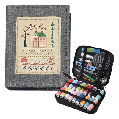 Embroidery Needle Book,Portable Linen Fabric Page Manual,Includes Sewing Kit - Image 1 of 4