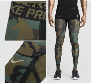 Nike Pro Combat Hose Herren L Grün Camo Hyper Cool Compression Tights 658573-274 - Bild 1 von 8