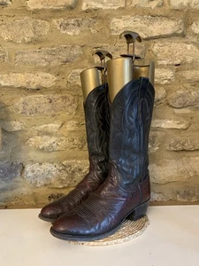 Lucchese 2000 Black / Cherry Embroidered Leather Cowboy Boots UK 6.5 US 8.5D - Picture 1 of 21