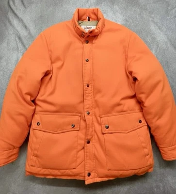 Vtg 70s Schott NYC Down Et Plume Puffer Jacket Orange Goose Down Parka L USA - Image 1 of 4