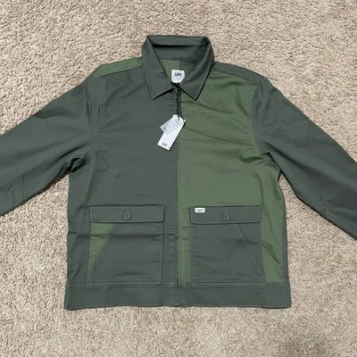Lee Workwear 夹克男式大号绿色橄榄树林百慕大实用家务全拉链 — 第 1/4 张图片