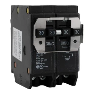 NEW Eaton BRDC230230 30AMP/30AMP 2P/2P 120-240V Non-CTL  Quad Circuit Breaker - Picture 1 of 8