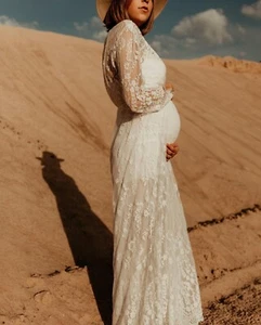 Ivory Lace Dress Womens wedding - maternity S M L XL - Picture 1 of 11
