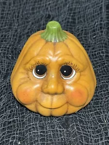 Anthropomorphic Autumn Fall Adorable Pumpkin Figurine with Rosy Cheeks - Picture 1 of 6