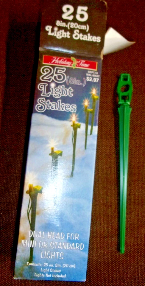 Paquete de 25 estacas de luz Holiday Time de 8" doble cabezal para luces mini o estándar - Nuevo Foto 1 de 1