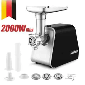 Elektrischer Fleischwolf 2000W Küchenmaschine Wurstfüller mit 3 Schneidplatten - Bild 1 von 11