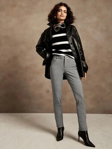 Banana Republic women's Sloan gray Heathered Ankle Pants size 8P $80 price NWT - Picture 1 of 10