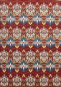 8'x10' Geometric IKats Oriental Area Rug Hand-knotted Transitional Living Room - Picture 1 of 12