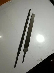 NICHOLSON  2  files  flat Mill  smooth 12 3/4" & round bastard  15" - Picture 1 of 9