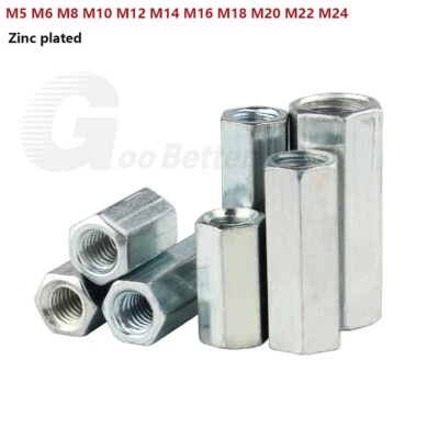 Verbindungsmuffe Sechskant M5 M6 M8 M10 M12 M14 M16 M20 M24 Verzinkt Langmutter - Bild 1 von 4