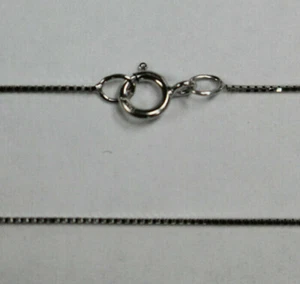10K 10Kt White Gold 18" .5mm Dainty Box Chain W/ Spring Ring" - Picture 1 of 2