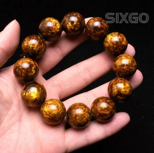 Echte goldene schwarze Koralle Meerweide Armband Perlen 20 mm - Bild 1 von 7