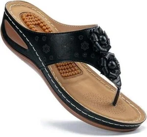 Ecetana Womens Sandals Platform Wedge: Comfortable Dressy Casual Black Size 7.5 - Picture 1 of 1