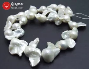 20-35mm Baroque Natural Nuclear White Pearl Loose Beads for Jewelry Making 14" - Picture 1 of 5