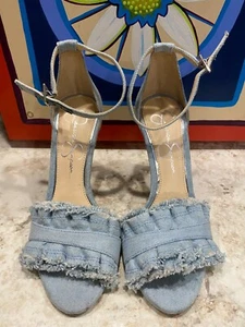 Jessica Simpson Womens  Light  Blue Denim Jean  Ankle Strap Sandal 6B  - Picture 1 of 6