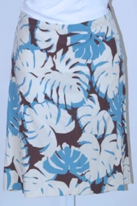 KORS MICHAEL KORS Robins Egg Blue, Brown & Ivory Print Knit Skirt Sz 8 - Picture 1 of 5