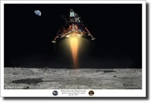 "Men From the Planet Earth" (Lrg) by Mark Karvon Giclee - Apollo 11 Lunar Module - Picture 1 of 1