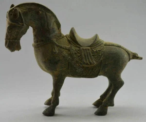 Antigua Estatua Tallada Caballos Caballos de Bronce Cobre Tierra - Imagen 1 de 5