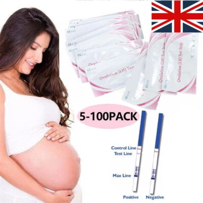 100 X ULTRA SENSITIVE OVULATION / FERTILITY TEST STRIPS 10mIU HOME URINE TESTING - Image 1 of 4
