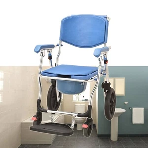 330lb Shower Commode Chair Aluminium Alloy Toilet Chair with Removable Bed Pan - Picture 1 of 10