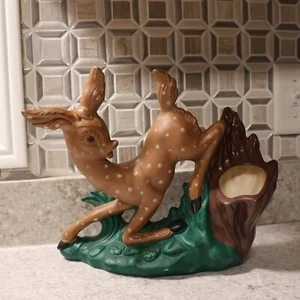 Vintage Mid Century Modern Doe Deer Ceramic Pottery Planter Figurine Christmas - Picture 1 of 13