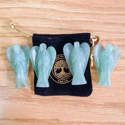 P&R:UK Grüner Aventurin Kristall Engel Figur 2" Handarbeit Heilstein Engel