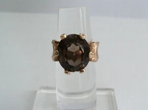 BEAUTIFUL VINTAGE ESTATE 14K GOLD & SMOKY TOPAZ LADIES RING, Size 6 - Picture 1 of 11