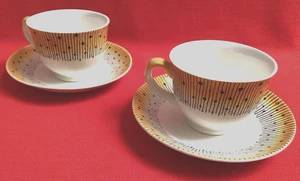 2 X MID CENTURY EGERSUND NORWEGEN NORSK FEUERSTEIN TASSE & UNTERTASSE. seltenes design - Bild 1 von 6