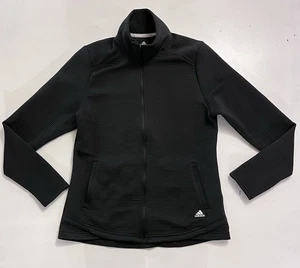 Adidas Damen schwarz Golf Full Zip Jacke gerippter Stoff Gr. Lg - Bild 1 von 7