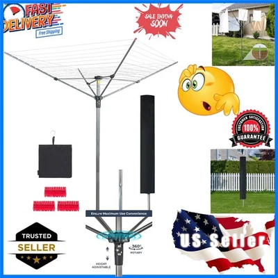 Umbrella Clothesline Outdoor Drying Rack, 164 Feet Rotary Clothes Drying Rack... - Image 1 of 4