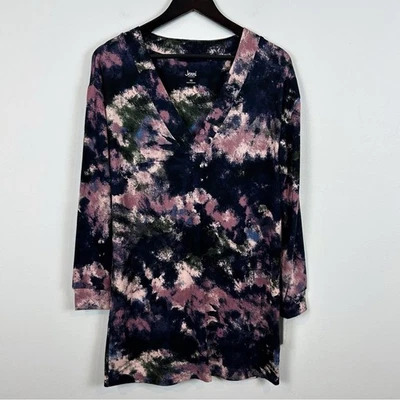 Camisa para dormir Jenni by Jennifer Moore talla grande manga larga estampada tie dye talla 2X Foto 1 de 3