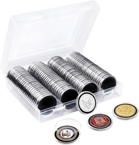 100Pcs Clear Plastic Coin Capsules, Coin Holder for Collectors, Coin Collection  - Foto 1 di 12