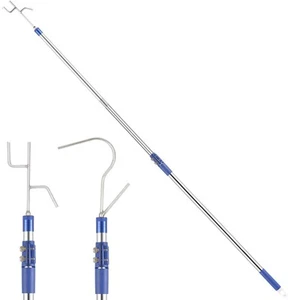 Clothes Hook Pole, 37" to 62" Extendable Closet Rod with Hook, Lightweight Te... - Picture 1 of 7