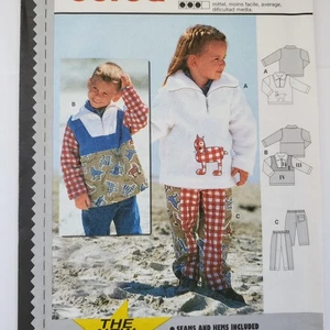90s Burda Pattern 2931 Boys Girls Stretch Knit Fleece Pullover Top Pants 2-7 - Picture 1 of 3