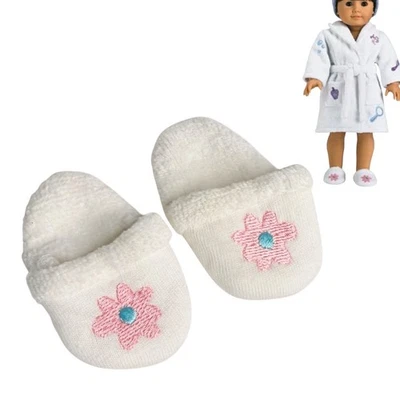American Girl Muñeca Zapatillas Spa Bata y Zapatillas Accesorios Zapatos Terrycloth Blanco Foto 1 de 4