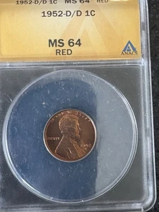 1952 D Lincoln Cent Error, D/D UNC - Picture 1 of 4