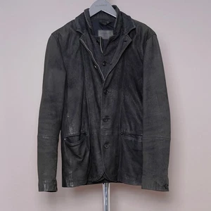 ALL SAINTS Blazer Leather Jacket SMALL Mens S Black Celebrity DAYTON like survey - Picture 1 of 22