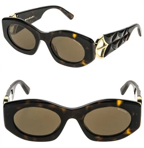BVLGARI 40049 CALLA BV40049I Brown Havana Fan Matelasse Oval Sunglasses 53E - Picture 1 of 11