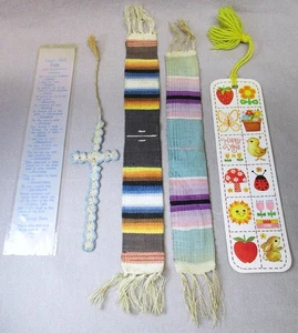 Vtg Lot 5 Bookmarks. Saltillo Serape, Crocheted Cross for Bible, 70s Hallmark ++ - Imagen 1 de 8
