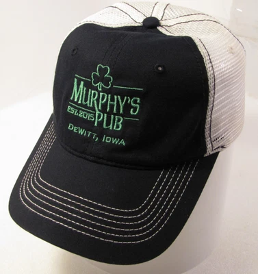 Murphy's Pub Trucker Hat Unisex Black with White Mesh Dewitt Iowa Adjustable Cap - Image 1 of 4